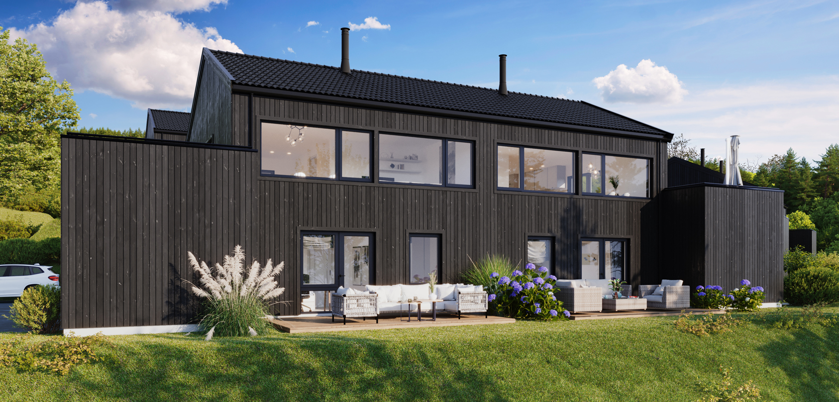To tomannsboliger på Lampeland (1 av 4 enheter solgt)